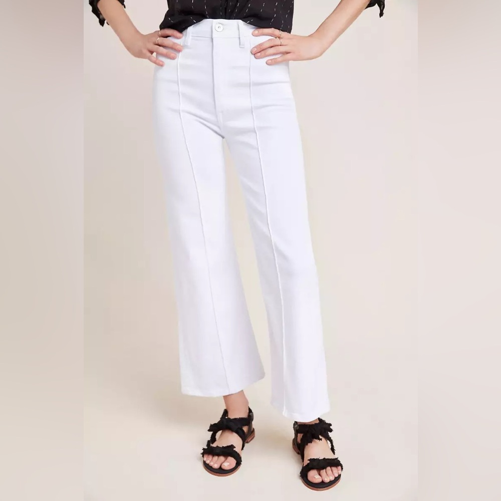 3x1 Nicolette white wash crop flare seam detail jeans size 31